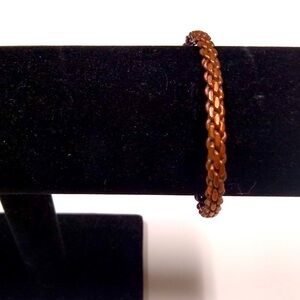 Woven Slim-Cuff Link Chain Bracelet in Copper